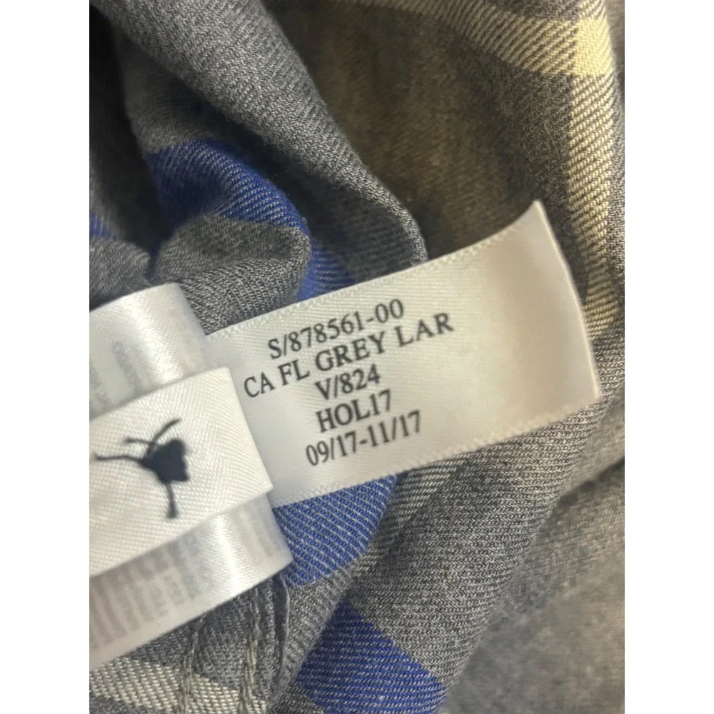 Banana Republic Luxe Flannel Shirt Mens Medium Camden Plaid Gray Long Sleeve